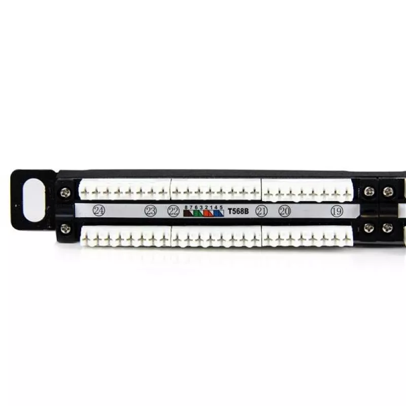 StarTech.com 24-pordine 0,5U Cat5e patch-paneel – RJ45 Ethernet riiulisse paigaldatav Cat 5e 110 patch-paneel