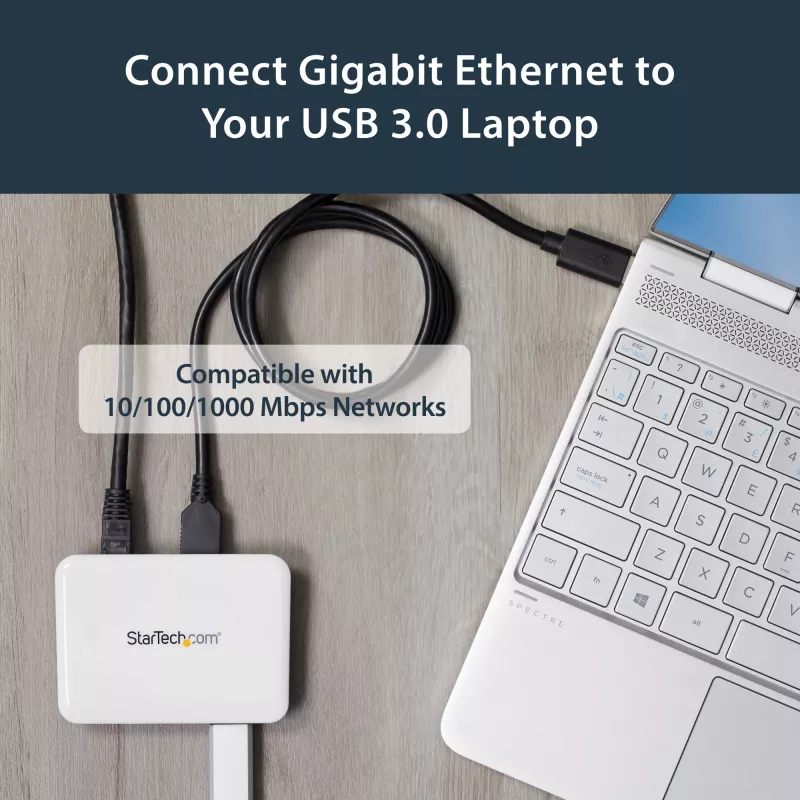 StarTech.com USB 3.0 Gigabit Etherneti NIC võrguadapter 3-pordilise jaoturiga – valge