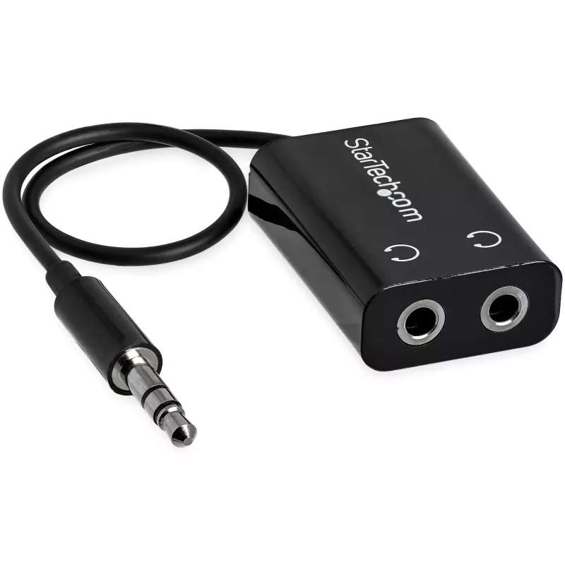 StarTech.com Must õhuke Mini Jack kõrvaklappide jaoturkaabel – 3,5 mm isane 2 x 3,5 mm emasele