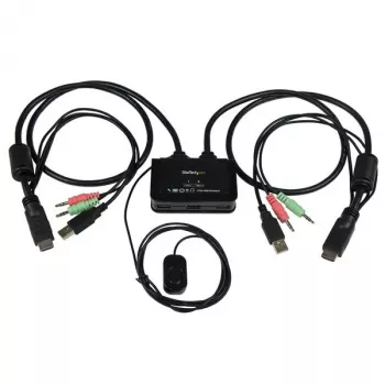 StarTech.com 2-pordiline USB HDMI kaabel-KVM-lüliti heli ja kauglülitusega – USB-toitega
