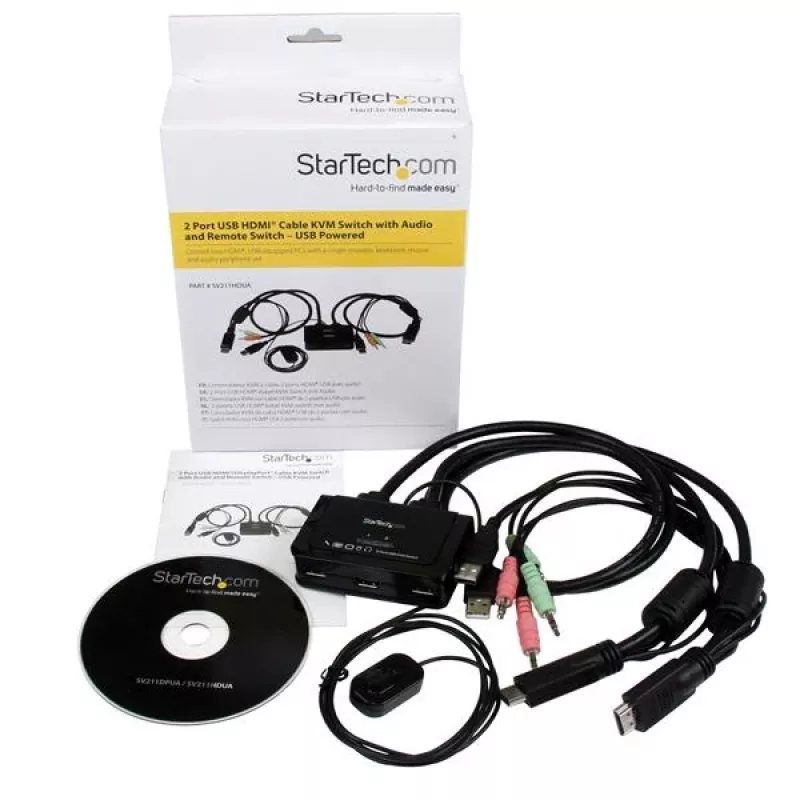 StarTech.com 2-pordiline USB HDMI kaabel-KVM-lüliti heli ja kauglülitusega – USB-toitega