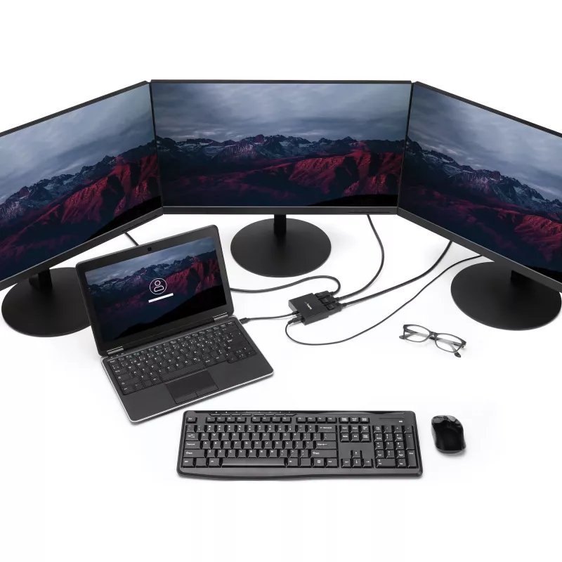 StarTech.com 3-pordiline mitme monitori adapter – Mini DisplayPortist DisplayPortiks MST-jaotur, kaks 4K 30 Hz ja üks 1080p – videopoolitaja laiendatud töölauarežiimile ainult Windowsis – mDP 1.2 kuni 3x DP