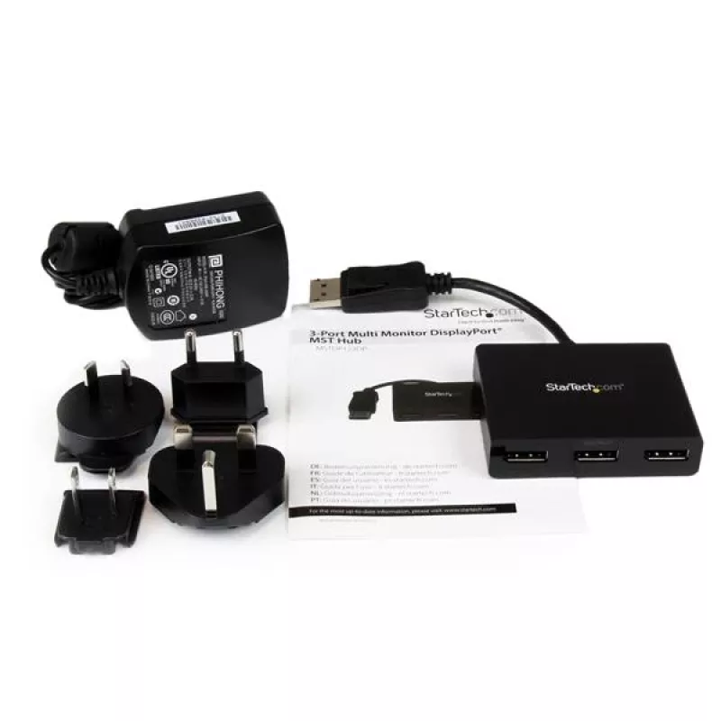 StarTech.com 3-pordiline mitme monitori adapter – DisplayPort 1.2 MST jaotur kahe 4K 30 Hz ja ühe 1080p jaoks – videolaotur laiendatud töölauarežiimile ainult Windowsi arvutites – DP–3x DP monitorid