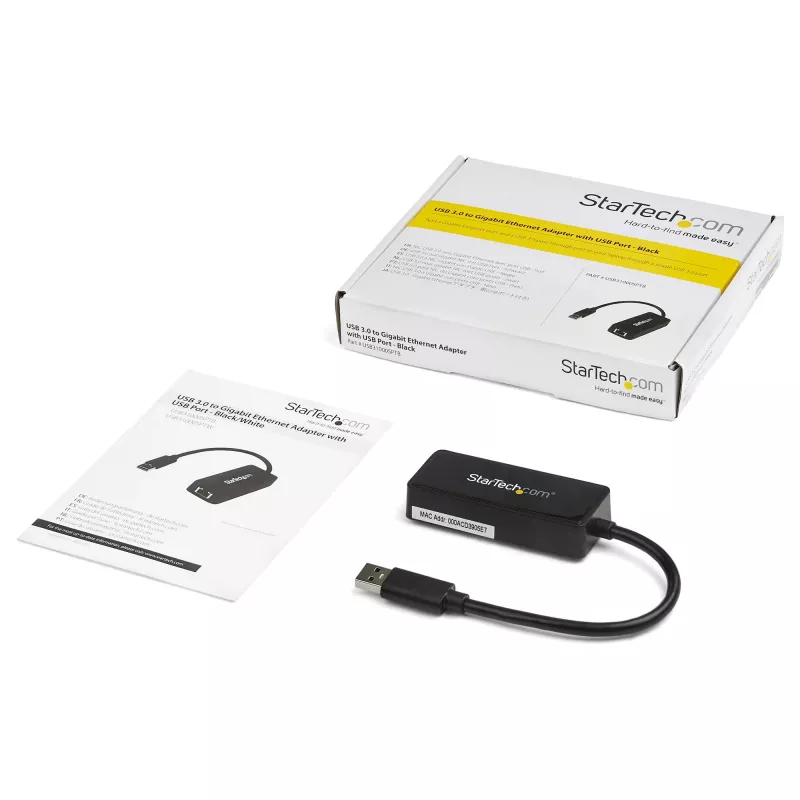 StarTech.com USB 3.0 Gigabit Etherneti adapter NIC USB-pordiga – must