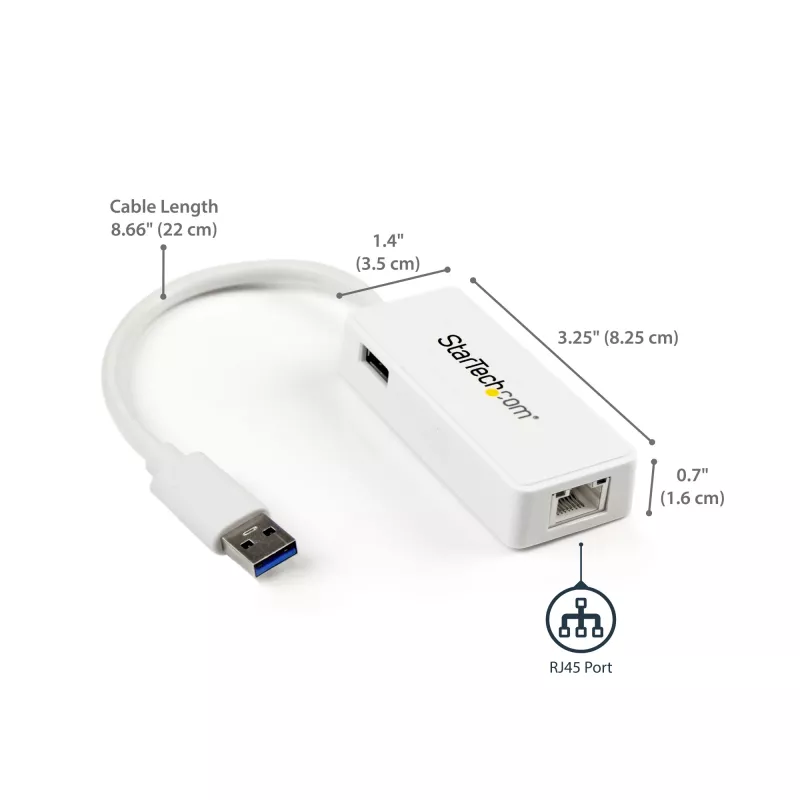StarTech.com USB 3.0 Gigabit Ethernet adapter võrguliidese kaart USB-pordiga - valge