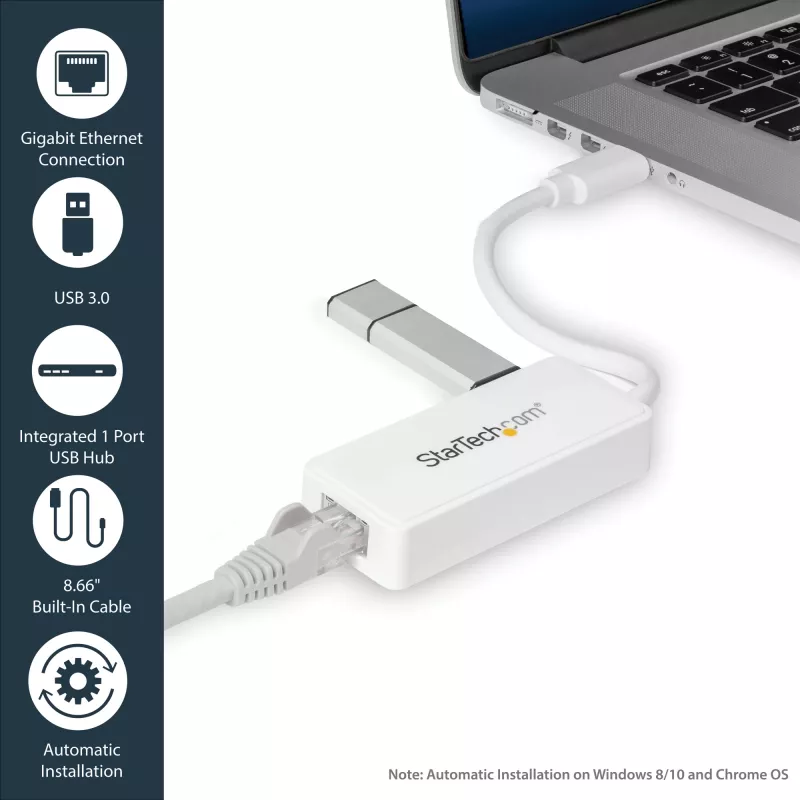 StarTech.com USB 3.0 Gigabit Ethernet adapter võrguliidese kaart USB-pordiga - valge