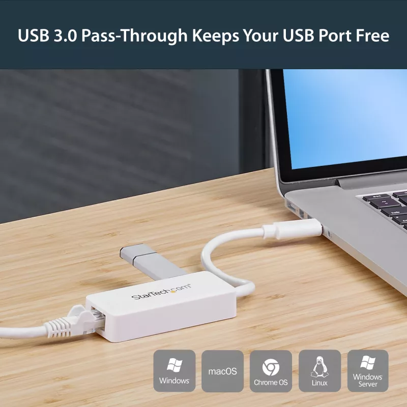 StarTech.com USB 3.0 Gigabit Ethernet adapter võrguliidese kaart USB-pordiga - valge