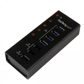 StarTech.com 4-pordiline USB 3.0 jaotur pluss 3 spetsiaalset USB laadimisporti (2 x 1 A ja 1 x 2 A) – seinale kinnitatav metallkorpus