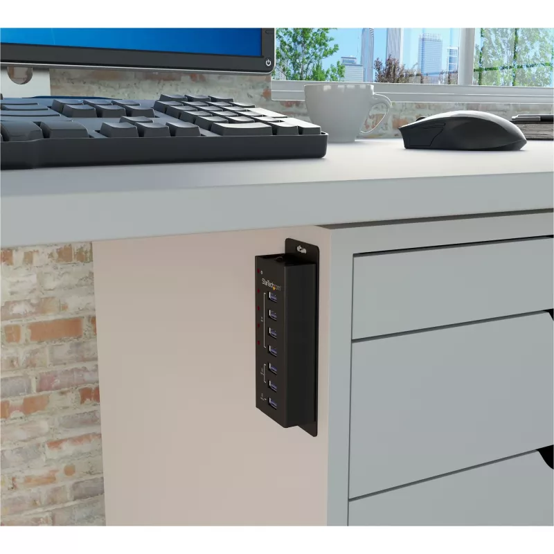 StarTech.com 4-pordiline USB 3.0 jaotur pluss 3 spetsiaalset USB laadimisporti (2 x 1 A ja 1 x 2 A) – seinale kinnitatav metallkorpus