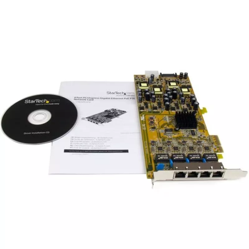 StarTech.com 4 pordiga Gigabit PoE PCIe võrgukaart - PSE / PoE PCI Express NIC - TAA