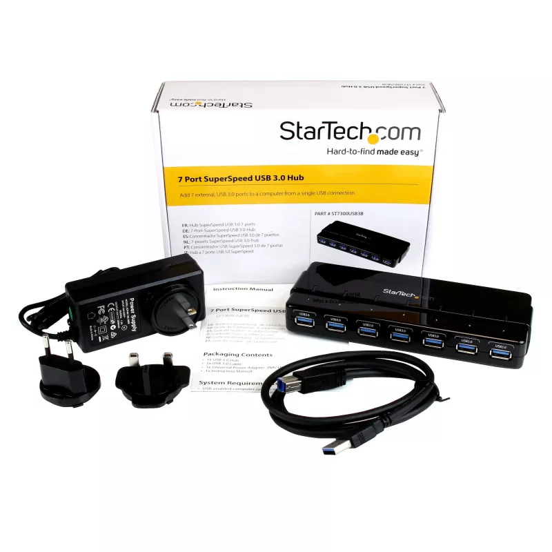 StarTech.com 7-pordiline USB 3.0 jaotur - Lauaarvutile~7-pordiline USB 3.0 jaotur (5 Gbit/s) - Lauaarvutile