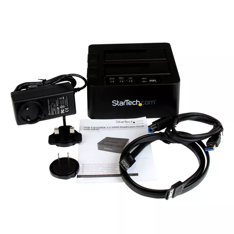StarTech.com kahe pesaga kõvaketta duplikaator, eraldiseisev USB 3.0 (5 Gbps) / eSATA 2.5/3.5-tolliste SATA III HDD/SSD kloonija/koppija, kõvaketta dokkimisjaam, kõvaketta kloonija