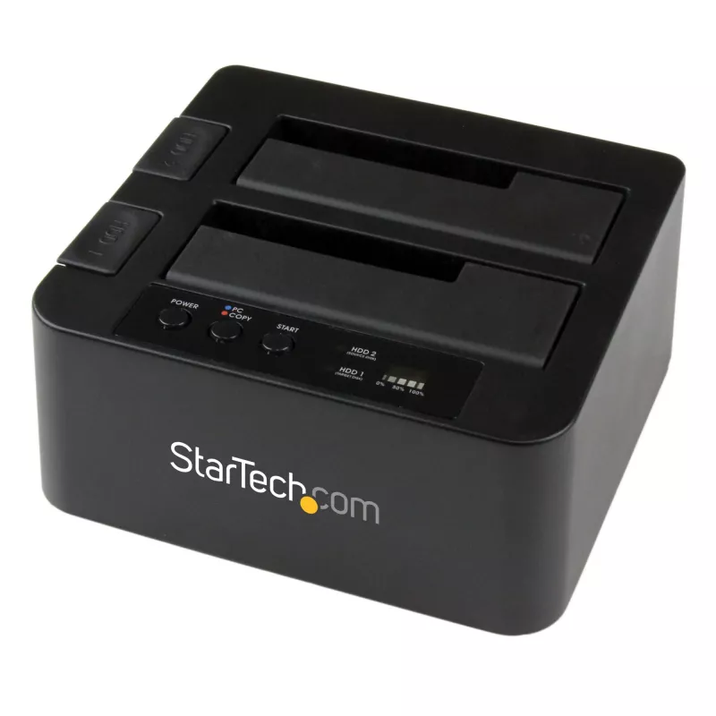 StarTech.com kahe pesaga kõvaketta duplikaator, eraldiseisev USB 3.0 (5 Gbps) / eSATA 2.5/3.5-tolliste SATA III HDD/SSD kloonija/koppija, kõvaketta dokkimisjaam, kõvaketta kloonija