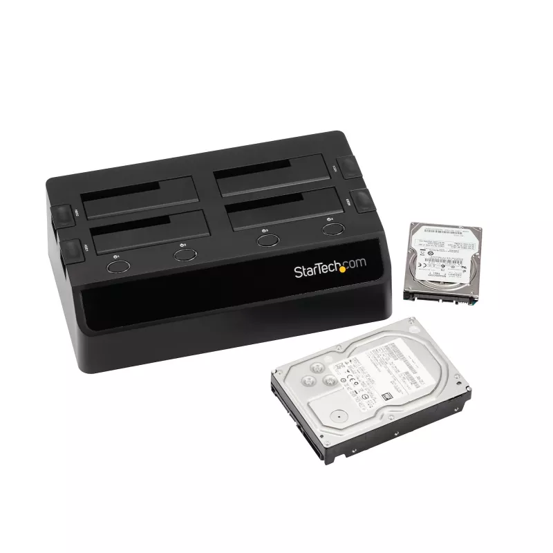 StarTech.com 4-pesaline USB 3.0 to SATA kõvaketta dokkimisjaam, USB kõvaketta dokk, väline 2,5/3,5-tolline SATA III SSD/HDD dokkimisjaam, vahetuspesaga kõvakettapesa, ülaltlaaditav
