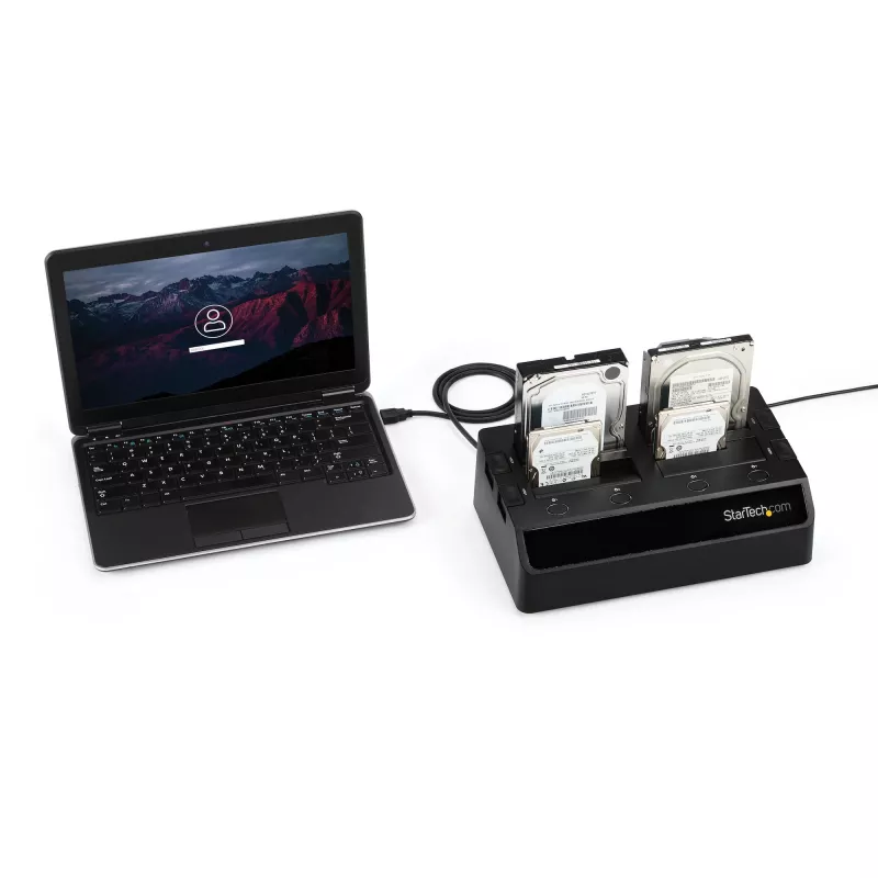 StarTech.com 4-pesaline USB 3.0 to SATA kõvaketta dokkimisjaam, USB kõvaketta dokk, väline 2,5/3,5-tolline SATA III SSD/HDD dokkimisjaam, vahetuspesaga kõvakettapesa, ülaltlaaditav