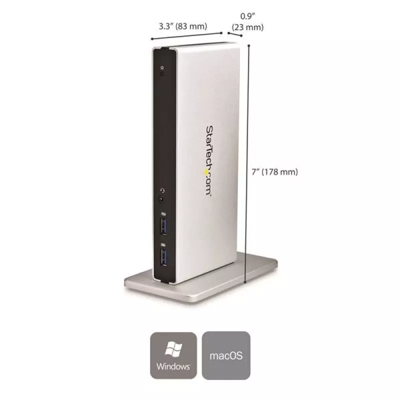 StarTech.com kahe monitoriga USB 3.0 dokkimisjaam DVI ja vertikaalse alusega
