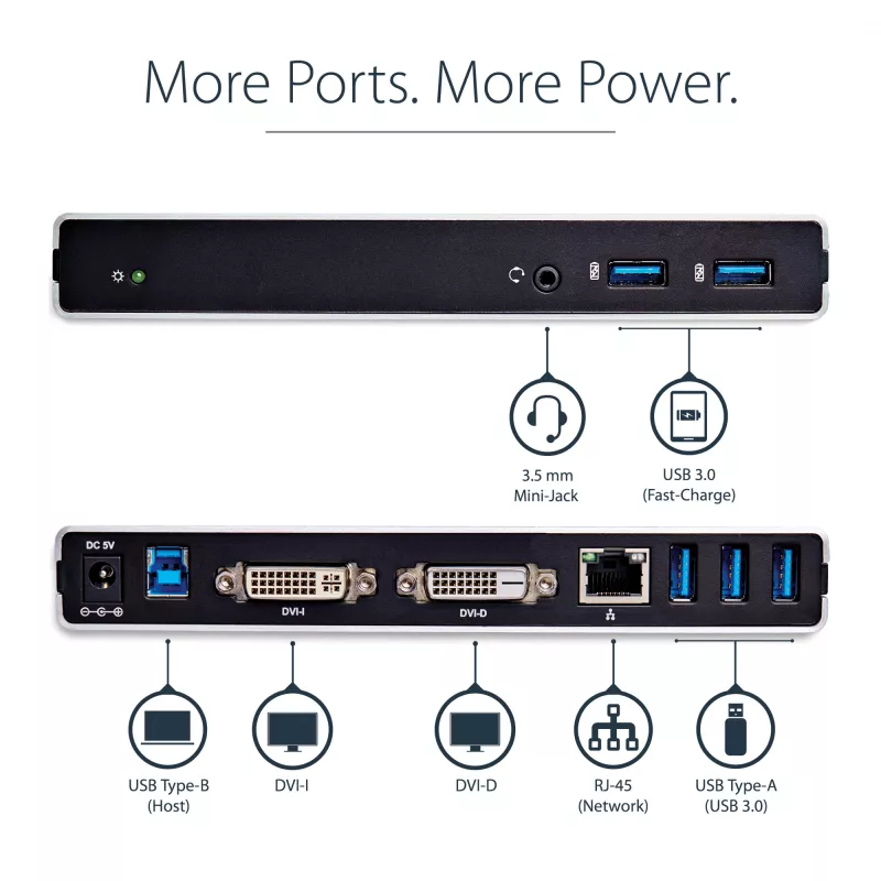StarTech.com kahe monitoriga USB 3.0 dokkimisjaam DVI ja vertikaalse alusega