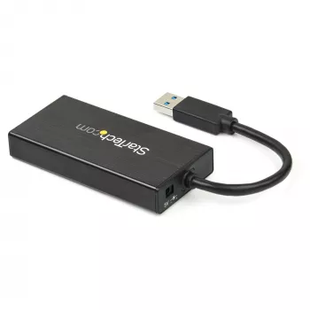 StarTech.com 3-pordiline kaasaskantav USB 3.0 jaotur ja Gigabit Ethernet - alumiiniumist sisseehitatud kaabliga