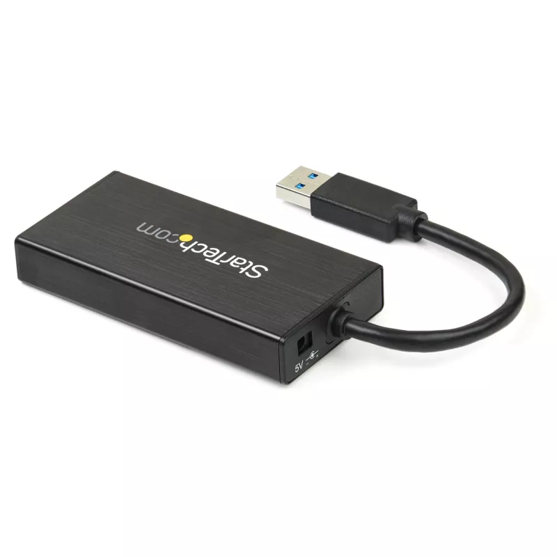 StarTech.com 3-pordiline kaasaskantav USB 3.0 jaotur ja Gigabit Ethernet - alumiiniumist sisseehitatud kaabliga