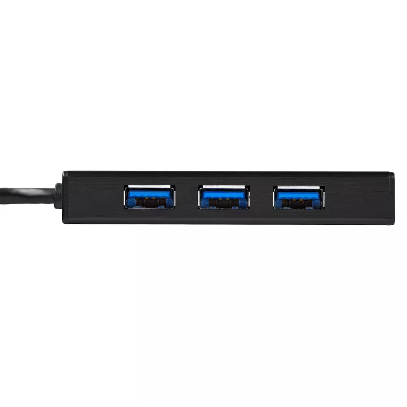 StarTech.com 3-pordiline kaasaskantav USB 3.0 jaotur ja Gigabit Ethernet - alumiiniumist sisseehitatud kaabliga