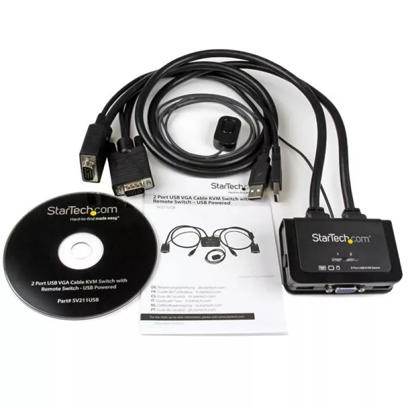 StarTech.com 2-pordiline USB VGA kaabel KVM-lüliti – USB-toitega, kauglülitiga