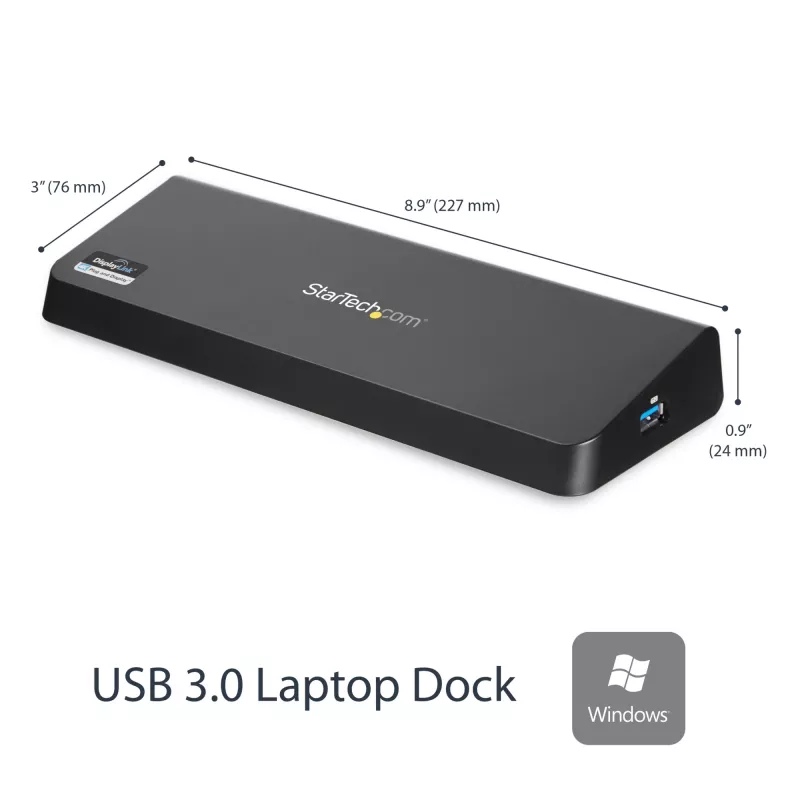 StarTech.com USB 3.0 dokkimisjaam kahe monitoriga, HDMI ja 4K DisplayPort - USB 3.0 kuni 4x USB-A, Ethernet, HDMI ja DP - USB Type A universaalne sülearvuti dokkimisjaam Macile ja Windowsile