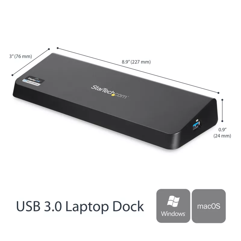 StarTech.com USB 3.0 dokkimisjaam kahe monitoriga, HDMI ja 4K DisplayPort - USB 3.0 kuni 4x USB-A, Ethernet, HDMI ja DP - USB Type A universaalne sülearvuti dokkimisjaam Macile ja Windowsile