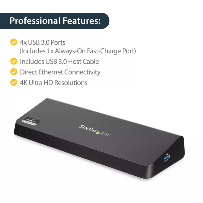 StarTech.com USB 3.0 dokkimisjaam kahe monitoriga, HDMI ja 4K DisplayPort - USB 3.0 kuni 4x USB-A, Ethernet, HDMI ja DP - USB Type A universaalne sülearvuti dokkimisjaam Macile ja Windowsile