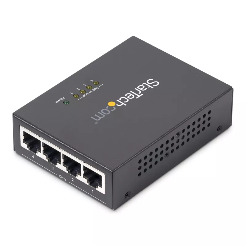 StarTech.com 4-Port Gigabit Midspan - PoE+ injektor - 802.3at/af