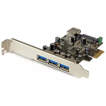 StarTech.com 4-pordiline PCI Express USB 3.0 kaart, PCIe, USB 3.2 Gen 1 (3.1 Gen 1), täiskõrgus / madalprofiil, PCI 2.0, must, roostevaba teras, 3 m