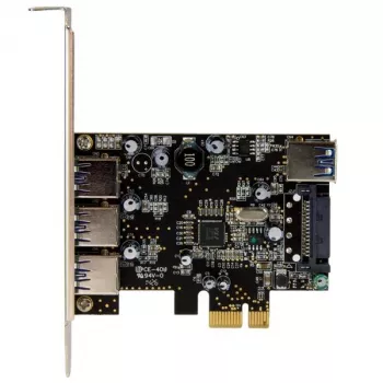 StarTech.com 4-pordiline PCI Express USB 3.0 kaart, PCIe, USB 3.2 Gen 1 (3.1 Gen 1), täiskõrgus / madalprofiil, PCI 2.0, must, roostevaba teras, 3 m