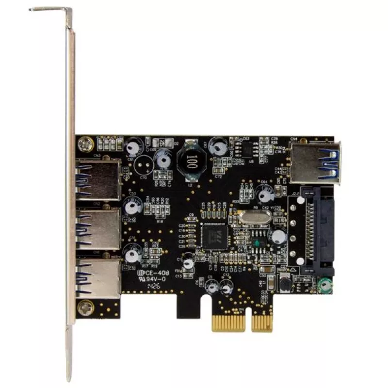 StarTech.com 4-pordiline PCI Express USB 3.0 kaart, PCIe, USB 3.2 Gen 1 (3.1 Gen 1), täiskõrgus / madalprofiil, PCI 2.0, must, roostevaba teras, 3 m