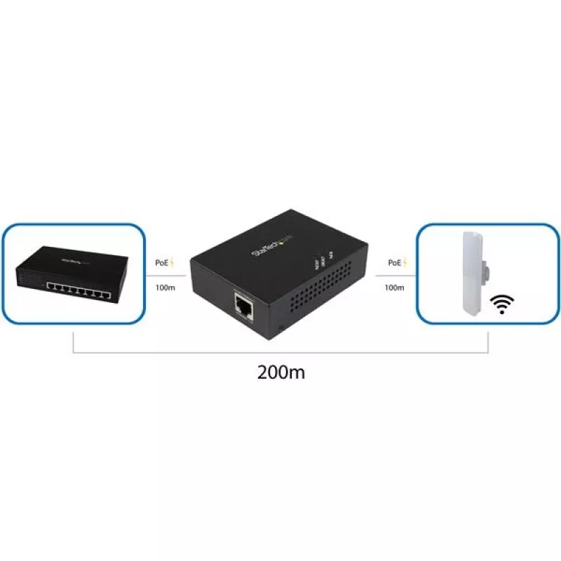 StarTech.com 1-pordine Gigabit PoE+ pikendaja - 802.3at ja 802.3af - 100 m (330 jalga)