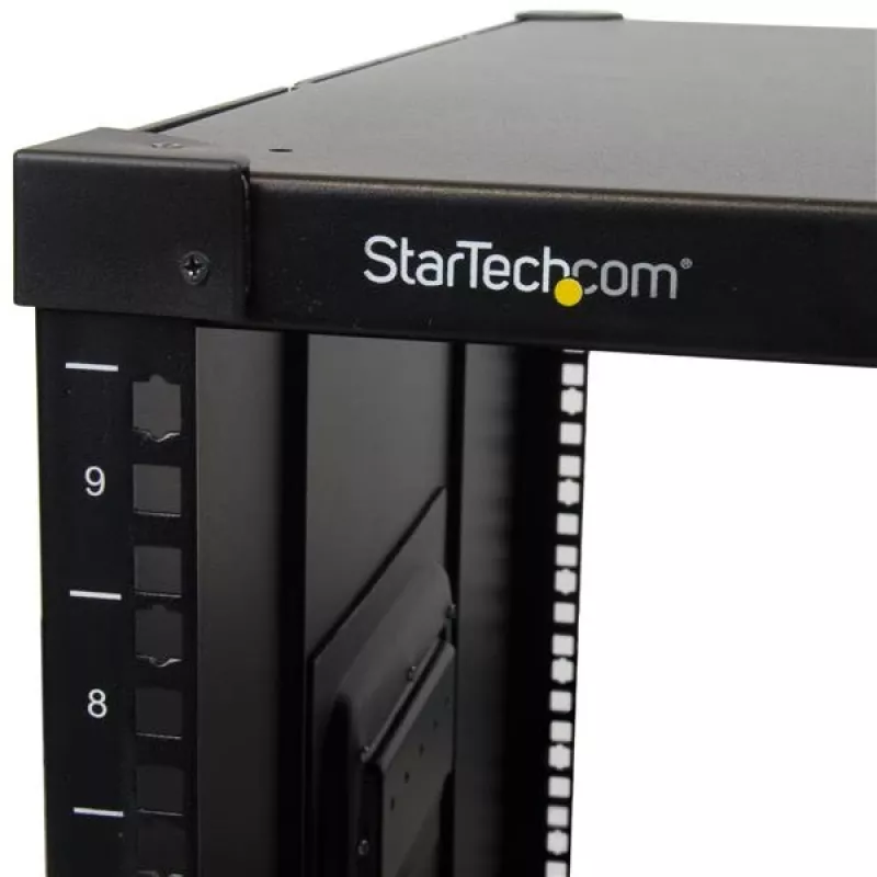 StarTech.com 4-postiline 9U mobiilne avatud raamiga serveririiul, nelja postiga võrguriiul ratastega, 19-tolline veerev riiul kodu/kontori kitsastele põrandapindadele, väike andmeriiul arvuti/AV/IT-seadmetele – TAA-ga vastavuses