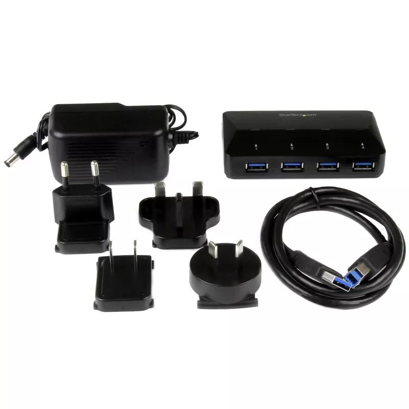 StarTech.com 4-pordiline USB 3.0 jaotur koos spetsiaalse laadimispordiga – 1 x 2,4 A port ~ 4-pordiline USB 3.0 jaotur (5 Gbit/s) koos spetsiaalse laadimispordiga – 1 x 2,4 A port