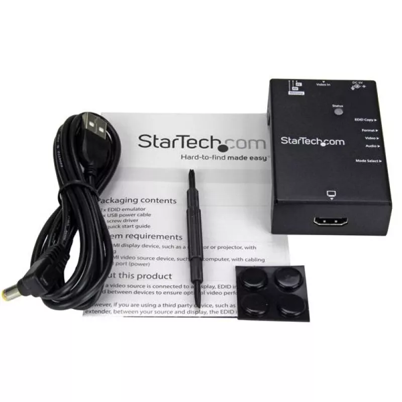 StarTech.com EDID-emulaator HDMI-ekraanidele - 1080p, must, teras, RoHS, CE, FCC, 1920 x 1080 pikslit, 720p, 1080p, HDMI