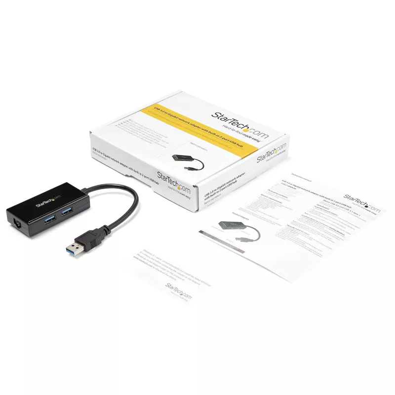 StarTech.com USB–Etherneti adapter, USB 3.0 – 10/100/1000 Gigabit Ethernet LAN-muundur sülearvutitele, 11,8 tolli / 30 cm ühendatud kaabel, USB–RJ45 adapter, võrguadapter, USB-võrguadapter