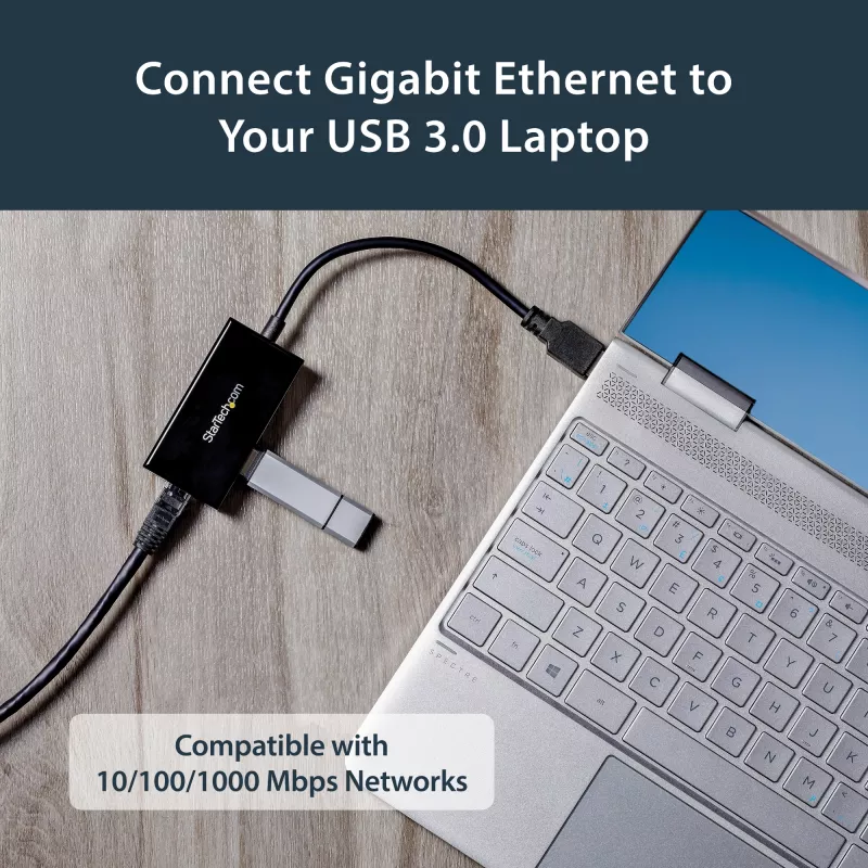 StarTech.com USB–Etherneti adapter, USB 3.0 – 10/100/1000 Gigabit Ethernet LAN-muundur sülearvutitele, 11,8 tolli / 30 cm ühendatud kaabel, USB–RJ45 adapter, võrguadapter, USB-võrguadapter