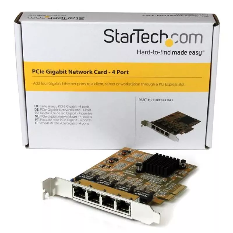 StarTech.com 4-pordiline PCIe Gigabit võrguadapteri kaart, sisemine, juhtmega, PCI Express, Ethernet, 2000 Mbit/s
