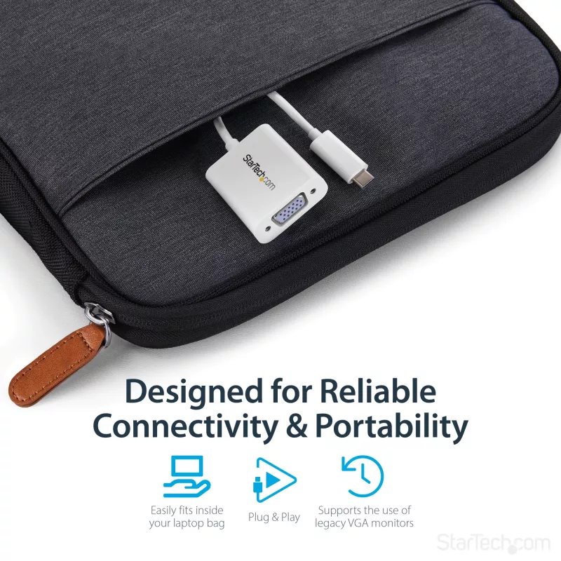 StarTech.com USB-C–VGA-adapter – valge, 3.2 Gen 1 (3.1 Gen 1), USB USB-C, VGA (D-Sub) väljund, 1920 × 1200 pikslit