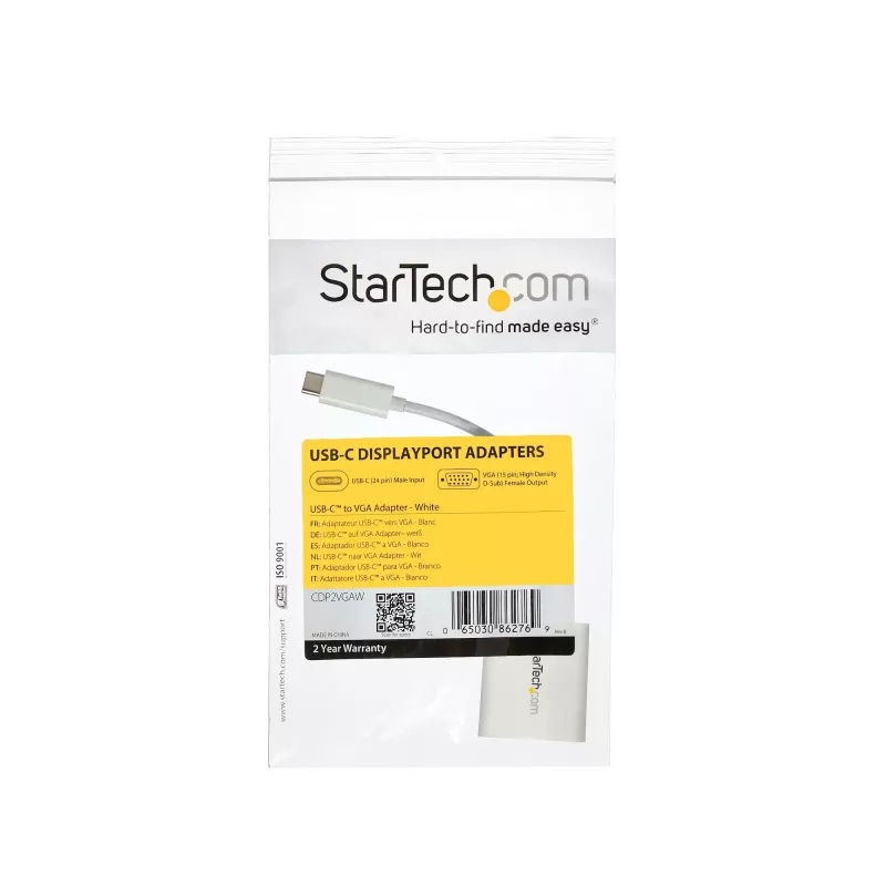 StarTech.com USB-C–VGA-adapter – valge, 3.2 Gen 1 (3.1 Gen 1), USB USB-C, VGA (D-Sub) väljund, 1920 × 1200 pikslit