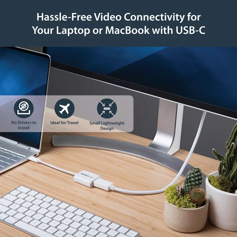 StarTech.com USB-C–DisplayPort-adapter – 4K 60 Hz/8K 30 Hz – USB USB-C–DP 1.4 HBR2 adapteri dongel – kompaktne USB-C (DP Alt Mode) monitori videomuundur – Thunderbolt 3 ühilduv – valge