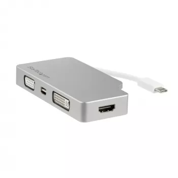 StarTech.com USB-C mitme pordiga videoadapter HDMI, VGA, Mini DisplayPorti või DVI-ga – USB USB-C monitoriadapter HDMI 1.4-le või mDP 1.2-le (4K) – VGA või DVI (1080p) – hõbedane alumiinium