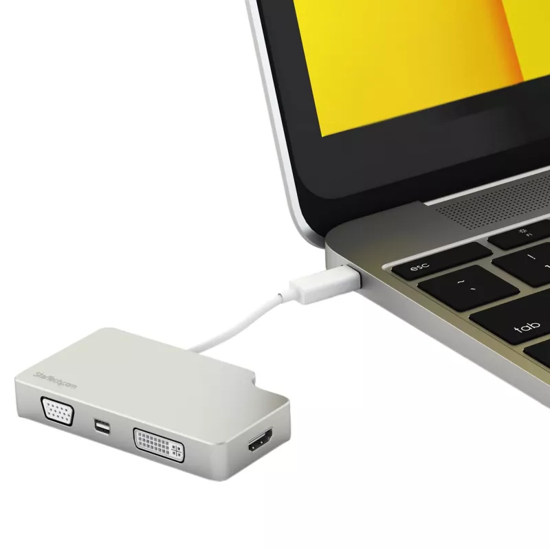 StarTech.com USB-C mitme pordiga videoadapter HDMI, VGA, Mini DisplayPorti või DVI-ga – USB USB-C monitoriadapter HDMI 1.4-le või mDP 1.2-le (4K) – VGA või DVI (1080p) – hõbedane alumiinium