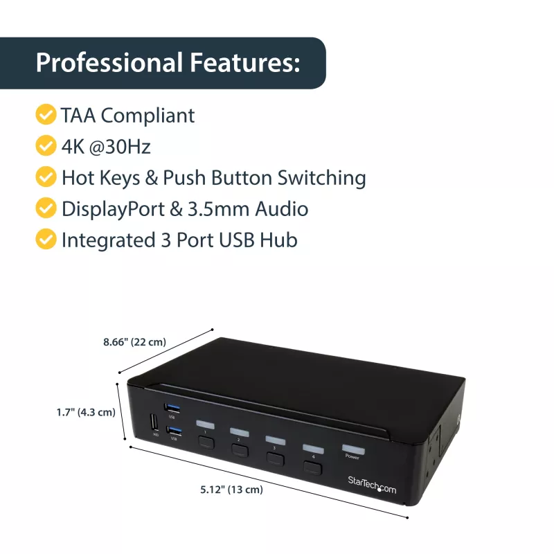StarTech.com 4-pordiline DisplayPort KVM-lüliti - USB 3.0 - 4K 30Hz
