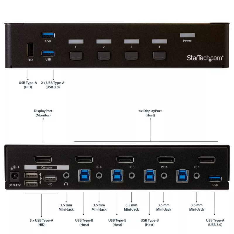 StarTech.com 4-pordiline DisplayPort KVM-lüliti - USB 3.0 - 4K 30Hz