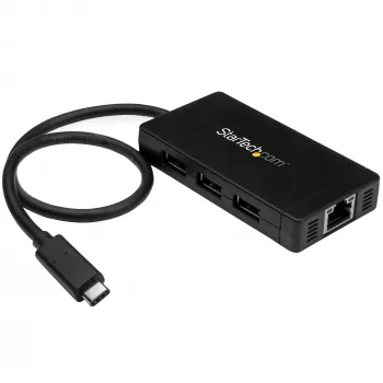 StarTech.com 3-pordiline USB 3.0 jaotur ja Gigabit Ethernet - USB-C - sisaldab toiteadapterit~3-pordiline USB-C jaotur koos Gigabit Ethernetiga - USB-C kuni 3x USB-A - USB 3.0 (5 Gbit/s) - sisaldab toiteadapterit