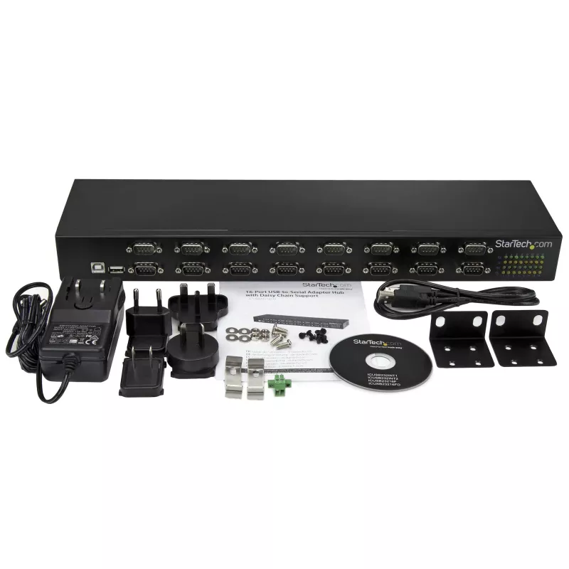 StarTech.com 16-pordiline USB-jadasiini adapterjaotur, USB 2.0 Type-B, jadasiin, 480 Mbit/s, must, teras, 36 W