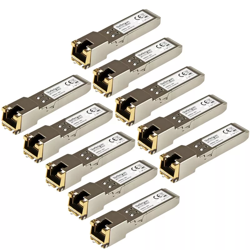 StarTech.com HP J8177C-ga ühilduv SFP transiiverimoodul - 1000BASE-T - 10 tk pakend~10 pakend HPE J8177C-ga ühilduv SFP-moodul - 1000BASE-T - SFP RJ45 Cat6/Cat5e-le - 1GE Gigabit Ethernet SFP - RJ-45 100m - HPE 1810, 1820, 2530