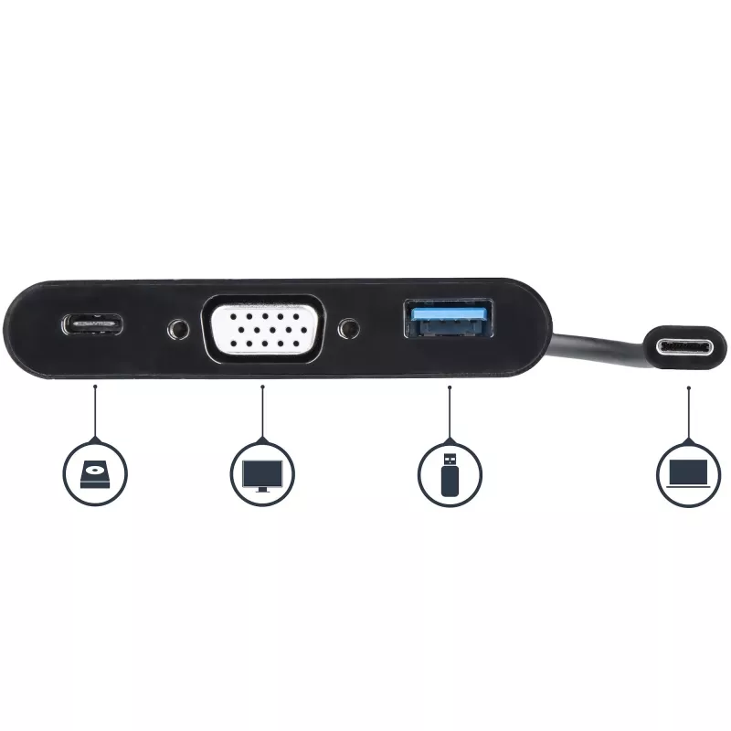 StarTech.com USB-C VGA mitmepordiadapter - USB 3.0 port - 60 W PD